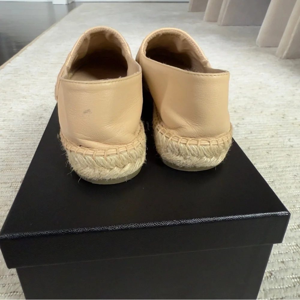 Chanel Beige Quilted Lambskin Leather CC Women's Espadrilles Size EU 38